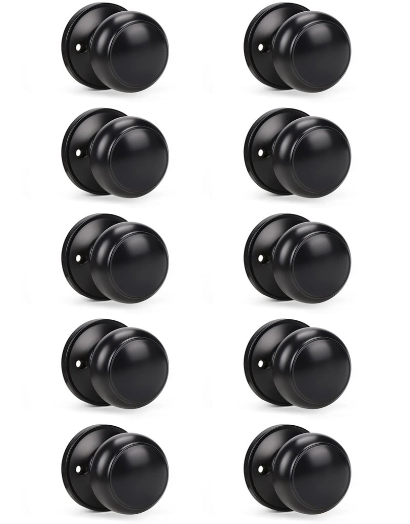KNOBWELL 10 Pack Classic Closet Door Knobs Dummy Door Knob, Individual Dummy Door Knob Single Side, Matte Black Interior Door Knobs, Easy Installation - Image 1